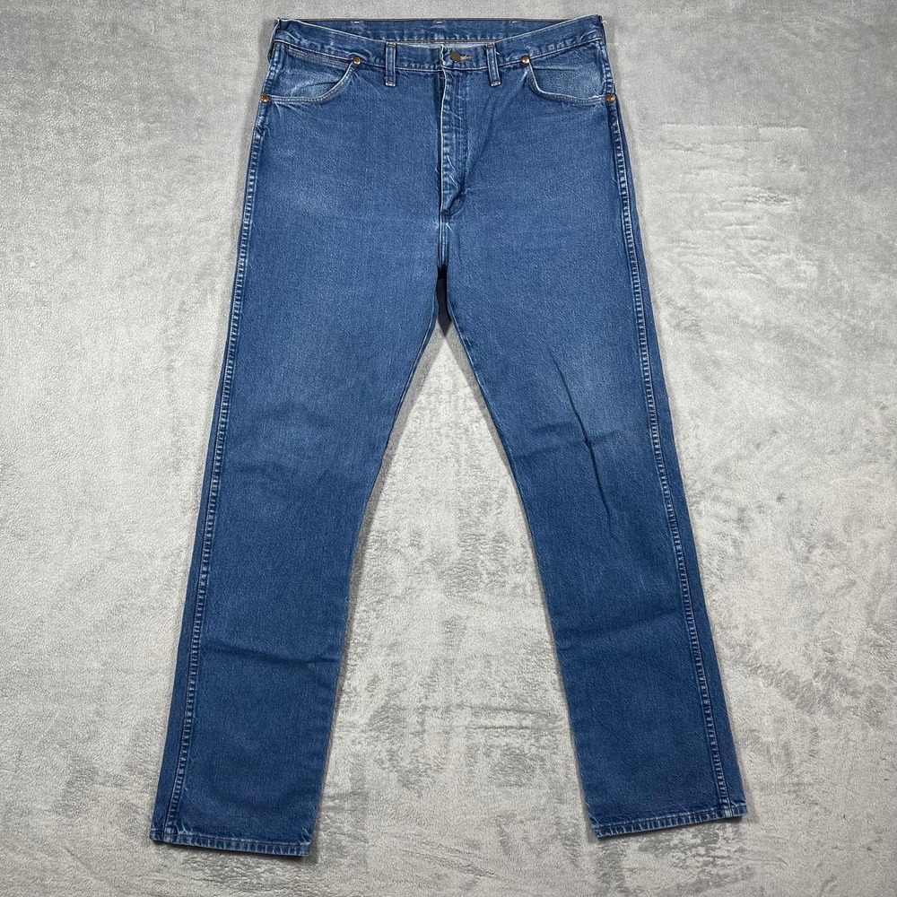 Wrangler Jeans Mens 38(35)x36(34) Blue Cowboy Cut 13MWZ Vintage USA Straight Leg